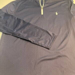 Ralph Lauren Navy Long Sleeve Quarter-Zip Polo with Small Logo